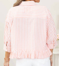 Hem & Thread - Striped Ruffle Hem Top