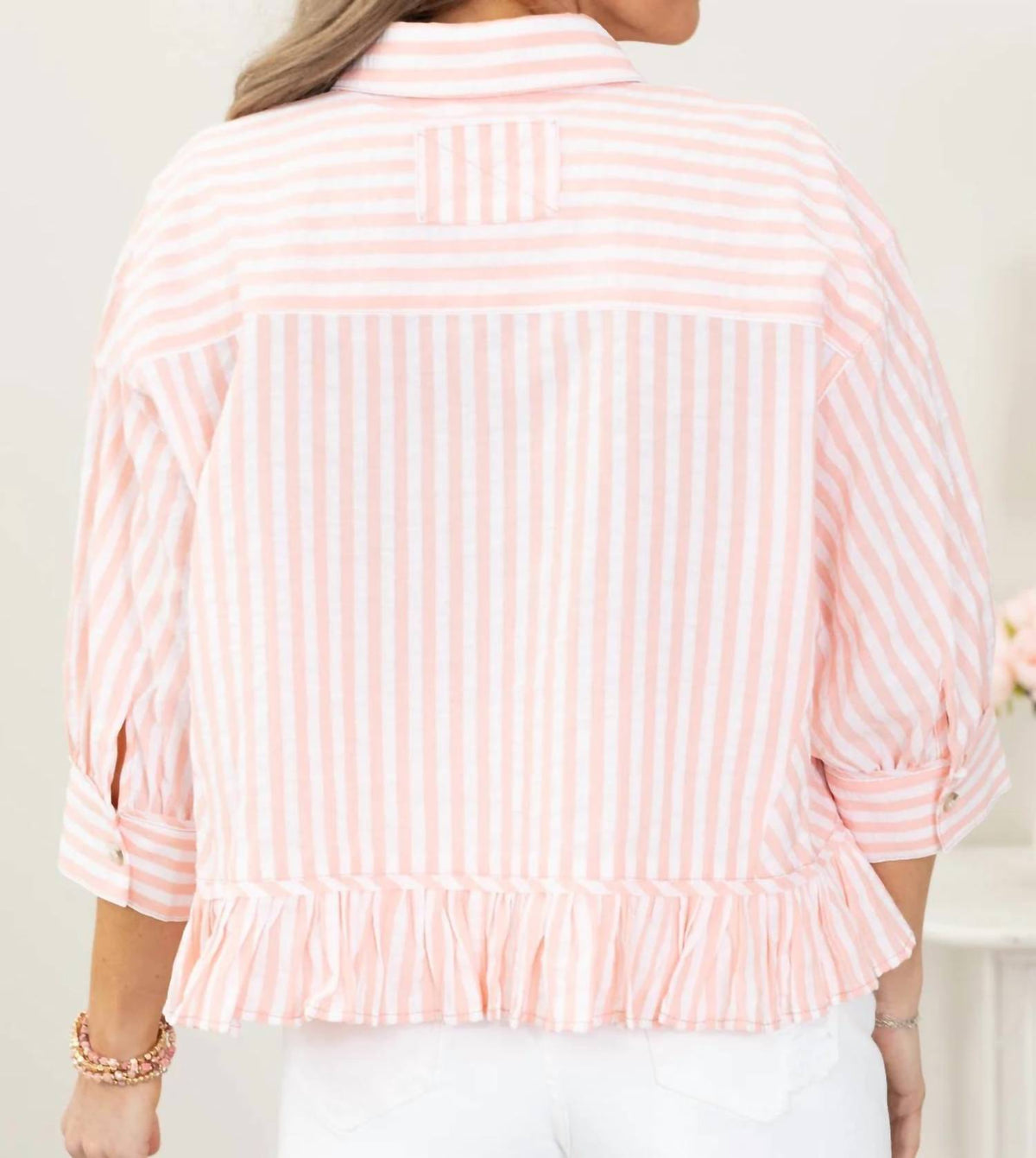 Hem & Thread - Striped Ruffle Hem Top