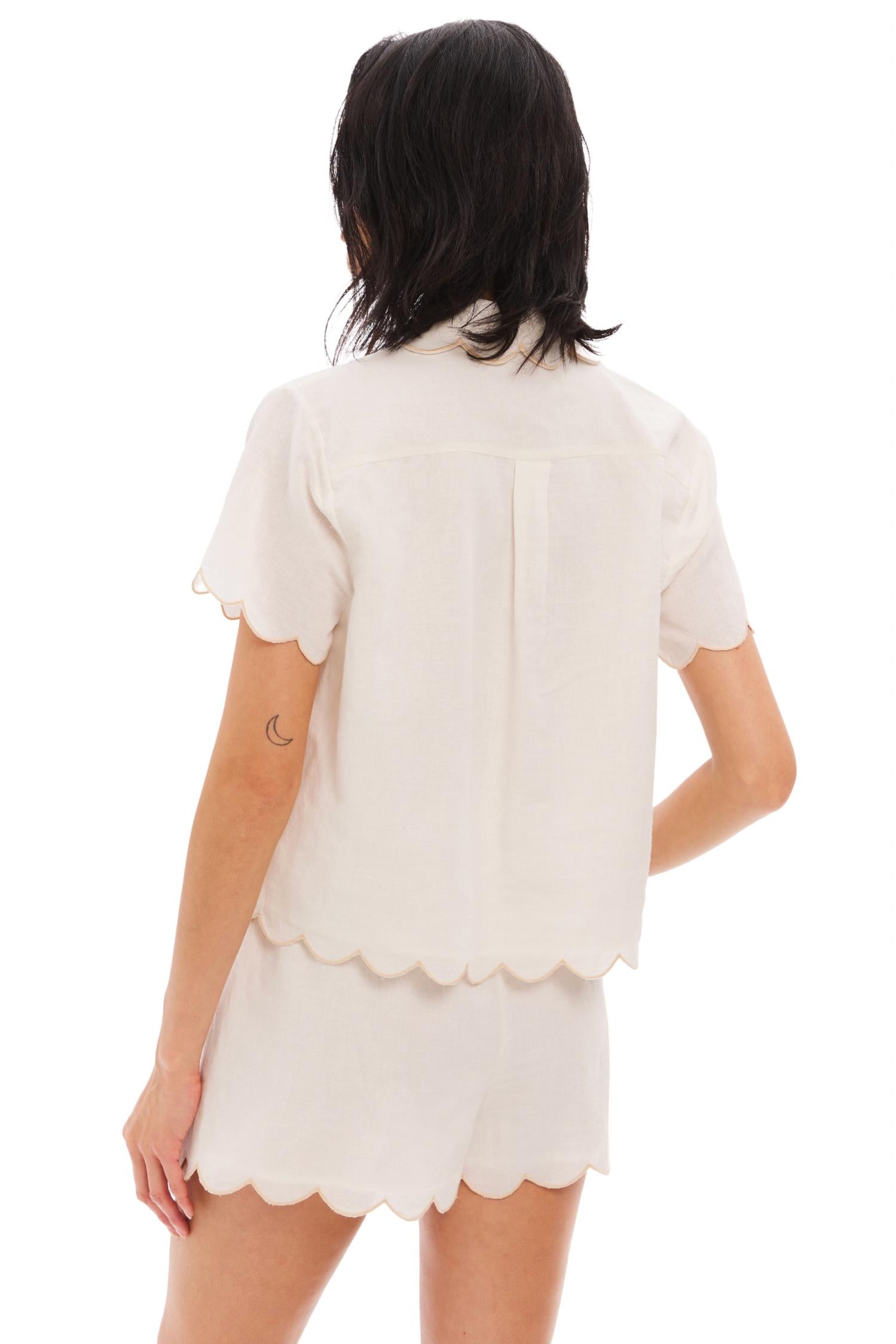 ALLISON NEW YORK Rowen Collared Top in off white - women's blouse - alternate view