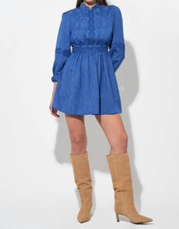 adelyn rae Salome High Collar Lace Mini Dress in blue - women's dress - view 6