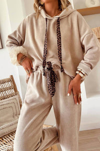 66Disco - Drawstring Pullover Hoodie and High Waist Pants Corduroy Set