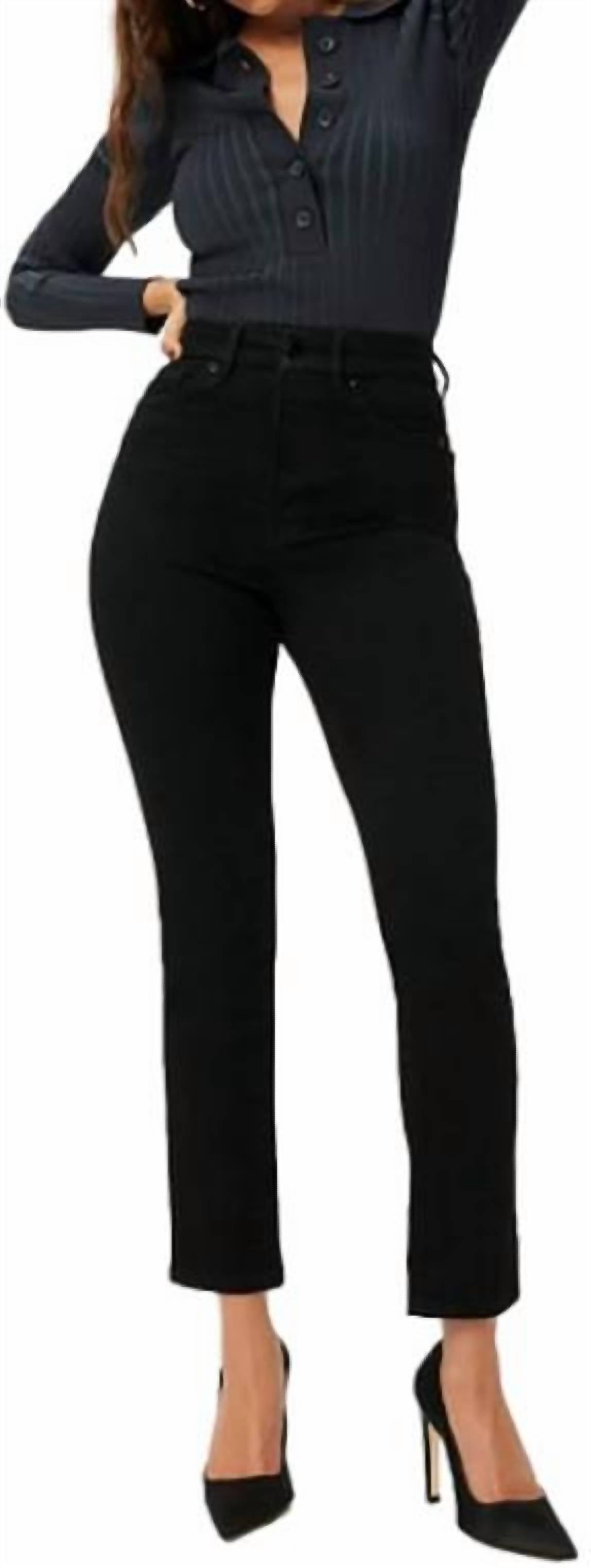 GOOD AMERICAN Women's Always Fits Good Classic Denim Jean in black - women's jeans
