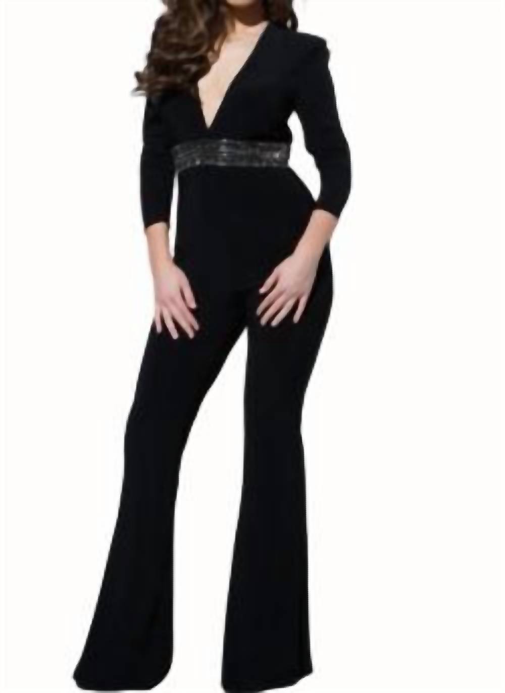 Beaded waistline jumpsuit