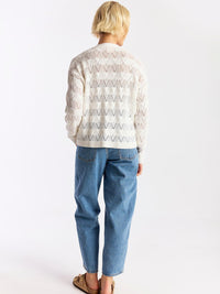 Wispr Chevron Stitch Cardigan in ivory - women's cardigan - detail view