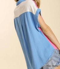 Umgee - Color Block Gauze Top