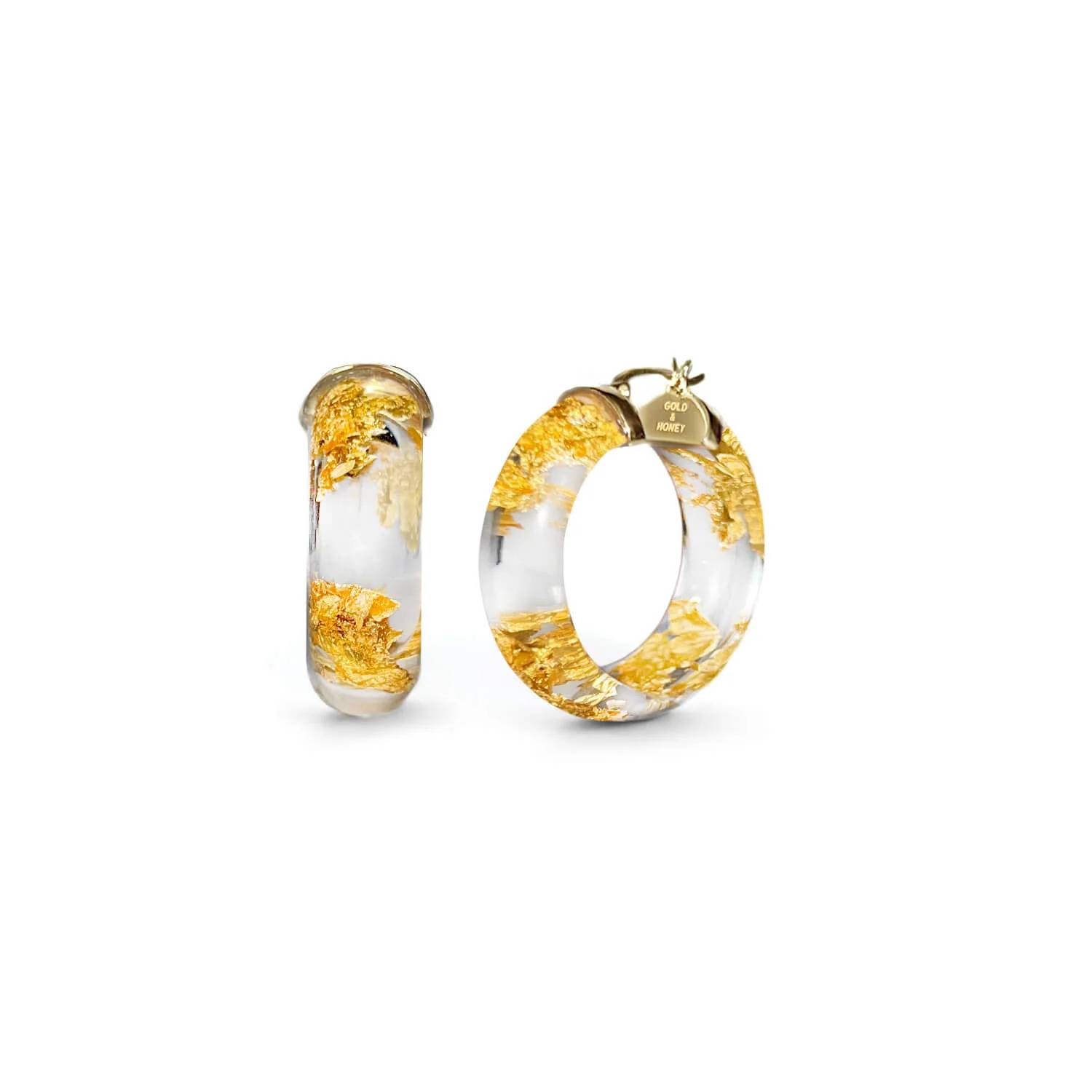 Gold & Honey - Lucite Hoop Earrings