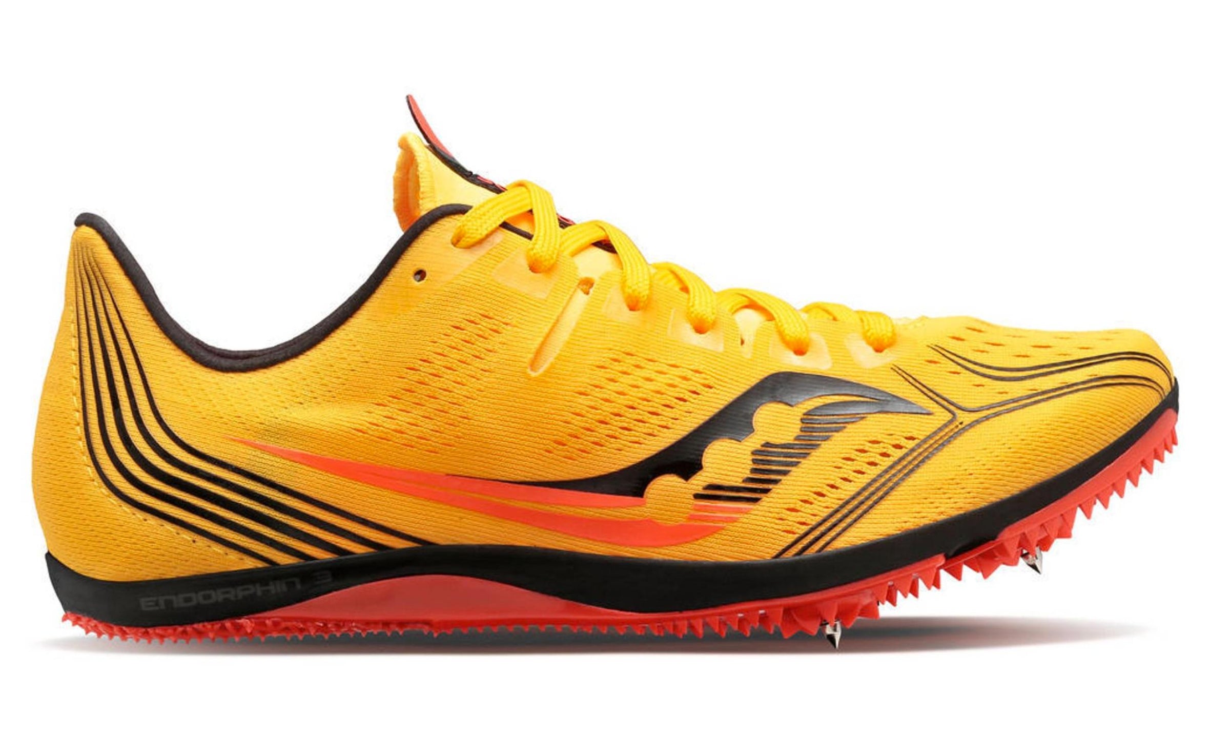 SAUCONY Women's Endorphin 3 Track Spike Shoe in 16 vizi gold vizi red - women's shoe