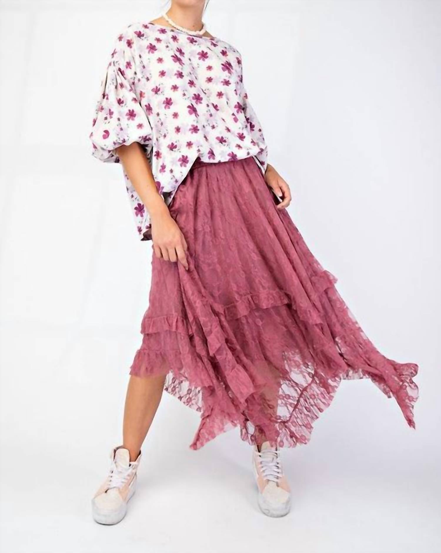 Easel - Alana All Over Lace Sharkbite Maxi Skirt