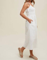Wishlist - Linen With Smocked Waist Detail Midi Dress