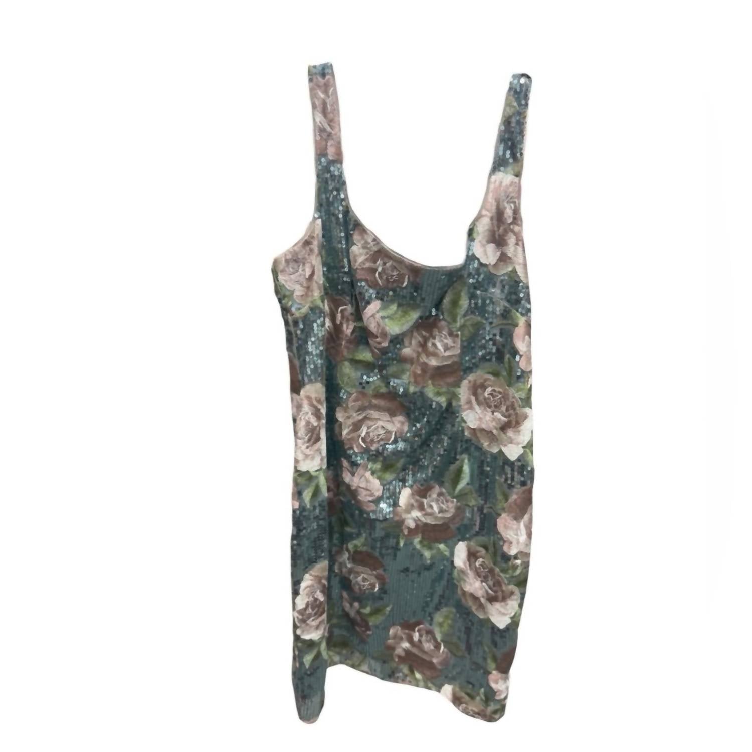 Adrianna Papell Floral Mini Dress in blue and pink - women's dress - detail view
