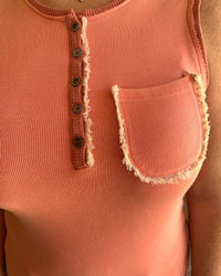 Button Front Tank With Lace Detail