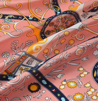 Funkyrel Women's Vintage Print Square Scarf & Head Wrap in pink - women's scarf - alternate view
