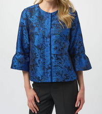 Joseph Ribkoff - Floral Print 3/4 Sleeves Trapeze Jacket
