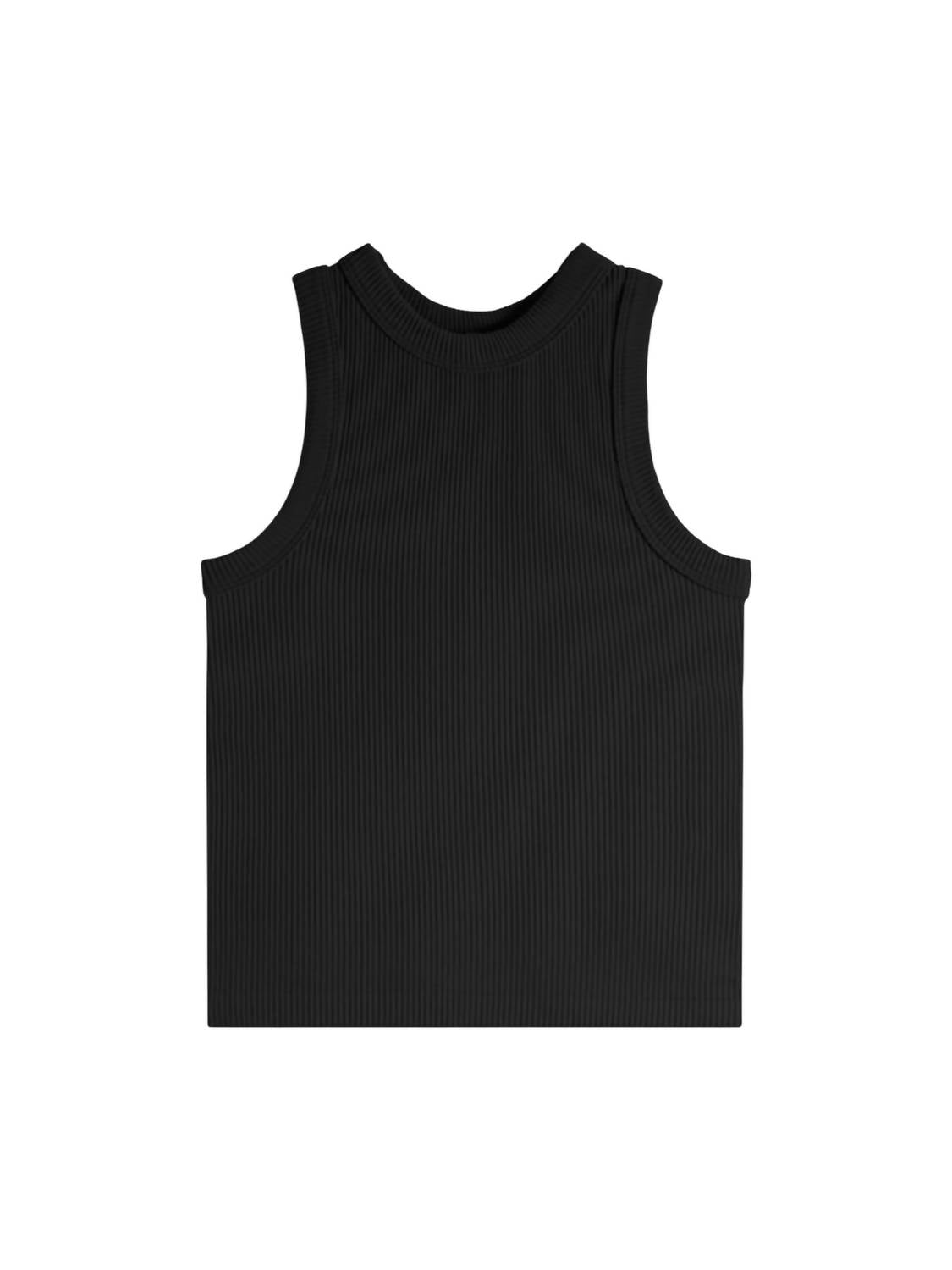 Suzette Collection Girl's Ruby High Neck Ribbed Tank in black - kids' tank top