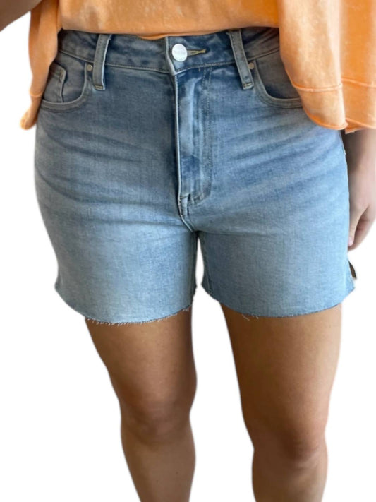 Risen - High Rise Raw Cut Denim Shorts