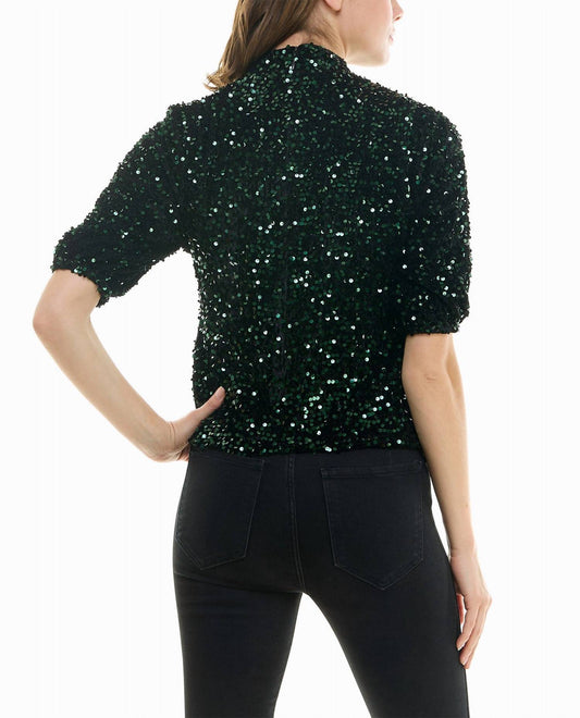 Nicole Miller - Ava Velvet Sequin Short Sleeve Top