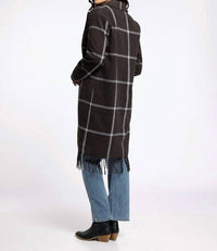 Thread & Supply Luciana Staple Coat in dark fudge plaid - women's jacket - detail view