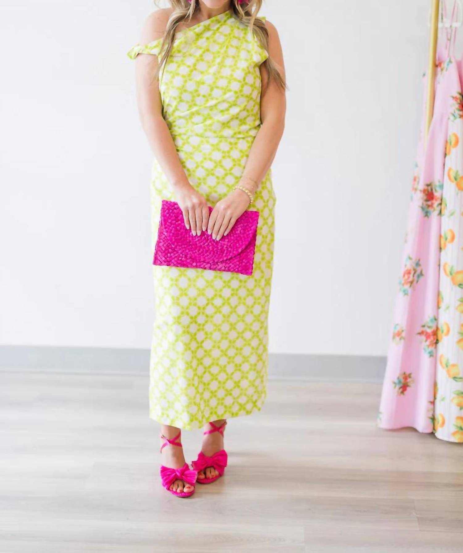 Strut & Bolt - Asymmetrical One Shoulder Chainlink Midi Dress