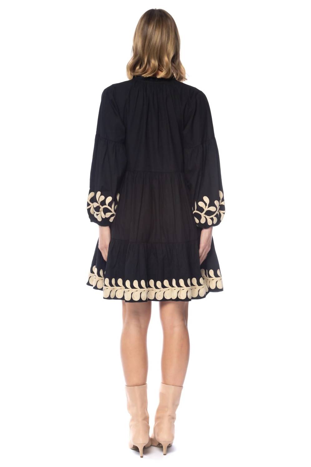 Tolani Hadya Short Dress in onyx - women's dress - detail view