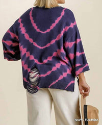 Umgee - Tie Dye Distressed Pullover Sweater
