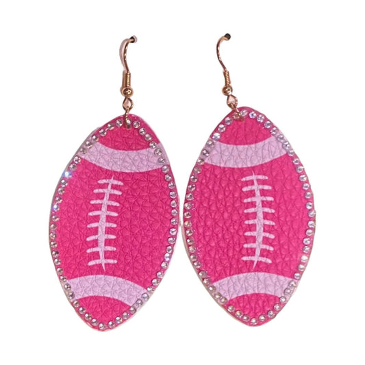 Pink Panache - Women's Football with Rhinestones Earrings