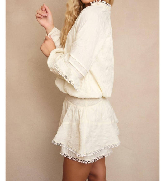 Le Lis - V-neck Smocked Long Sleeve Romper