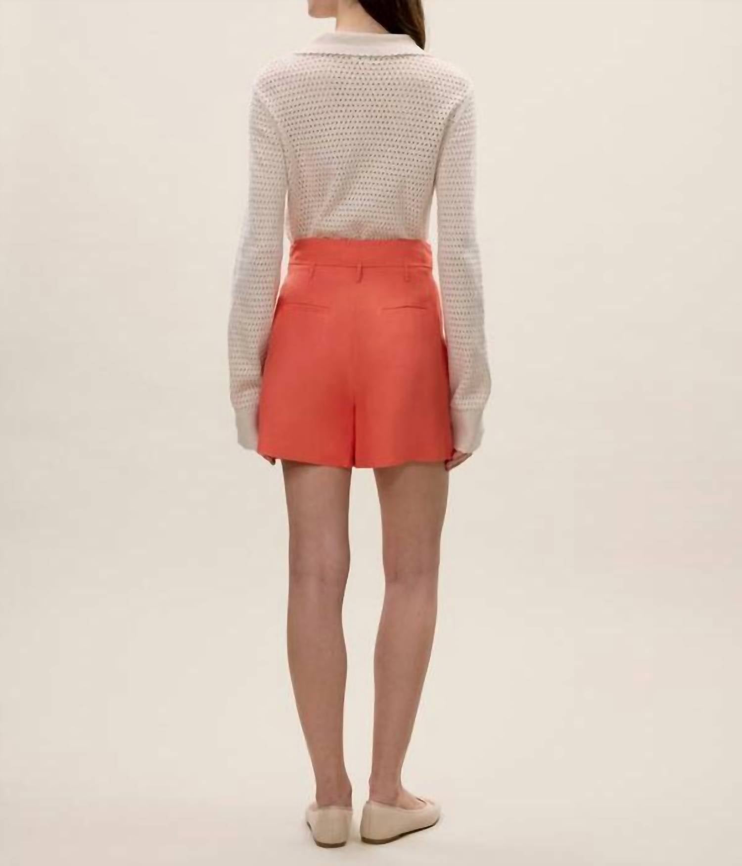 Rebecca Taylor Lena Shine Shorts in coral - women's shorts - detail view
