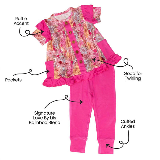 Laree + Co. - Girls Journee Bamboo Short Sleeve Peplum Legging Set