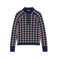 THE GREAT. Merino Quarter Zip Sweater in frosted daisy - women's sweater - view 4