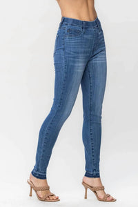 Judy Blue - High Waist Release Hem Pull On Skinny Jeans