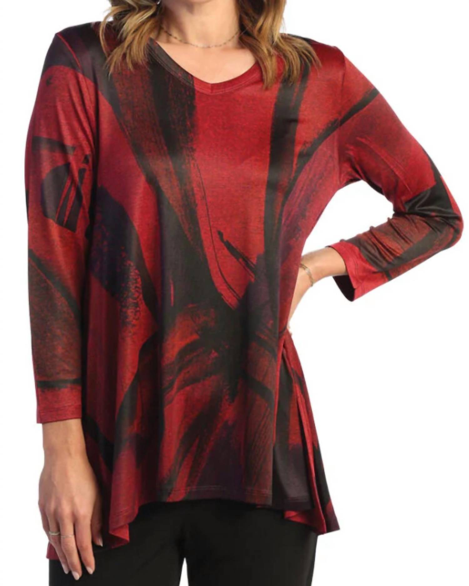 Jess & Jane - Vera Slinky V-Neck High Low Top