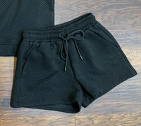 SEE AND BE SEEN Women's Call My Jet Textured Shorts in black - women's shorts - detail view