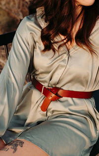 Style Rack - Satin Long Sleeve Shirt Dress