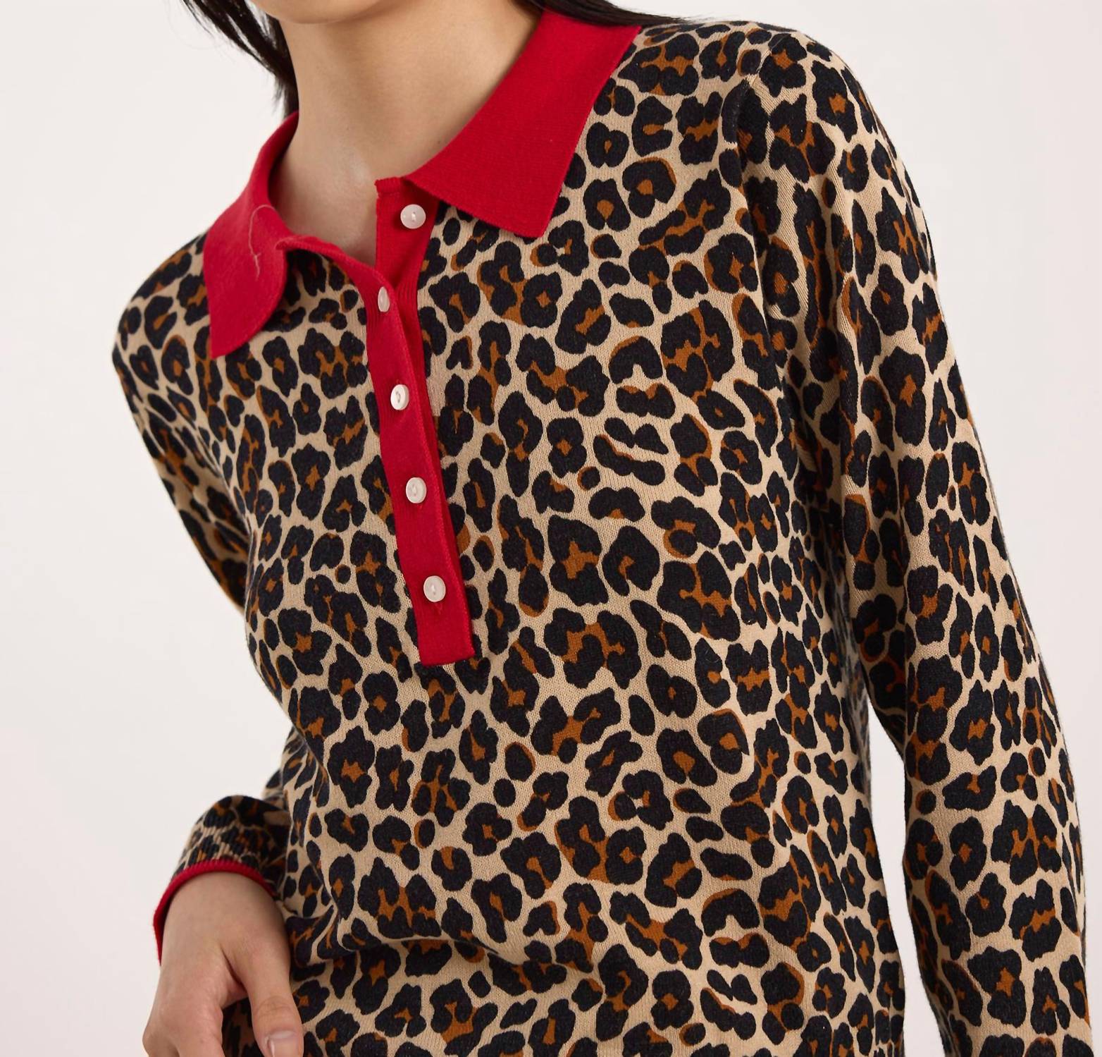 Wispr - Pop Collar Leopard Polo