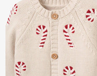 Elegant Baby Candy Cane Cardigan Knit Pants Striped Hat Set in multicolor - item - alternate view