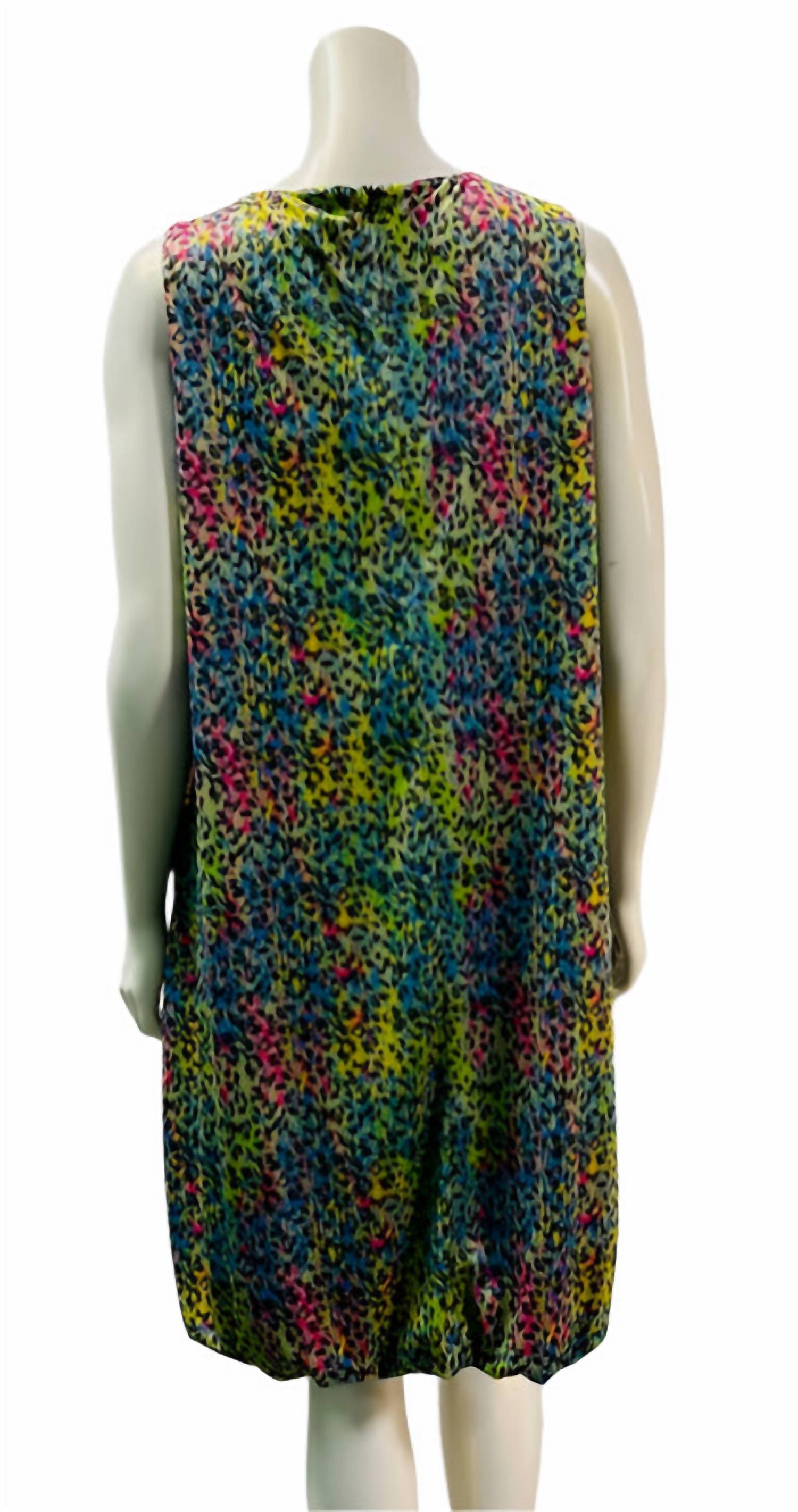 Samuel Dong - Women's Cheetah Print Bubble Pockets Dress