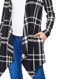 Honeyme - Plaid Asymmetical Hem Cardigan