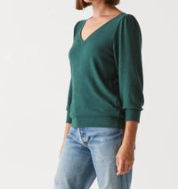 Michael Stars - Gabriella V Neck 3/4 Sleeves Sweatshirt
