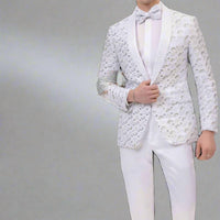 Kent & Park Embroidered Sequin Slim Fit Blazer in white - men's jacket