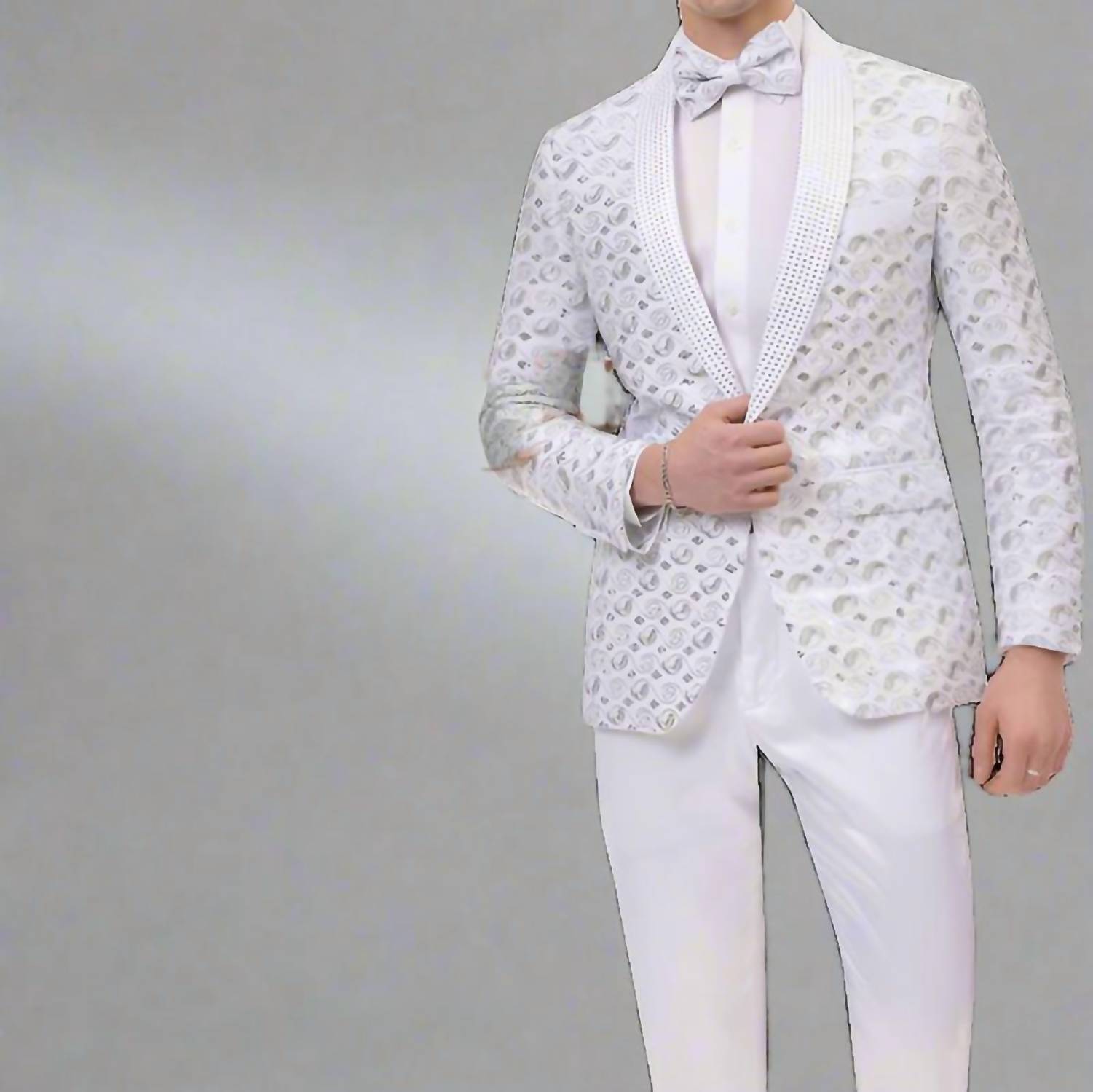 Kent & Park Embroidered Sequin Slim Fit Blazer in white - men's jacket
