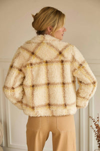 SKIES ARE BLUE Sherpa Jacket in cream yellow - women's jacket - alternate view