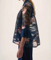 Joseph Ribkoff - Floral Print Asymmetric Swing Jacket