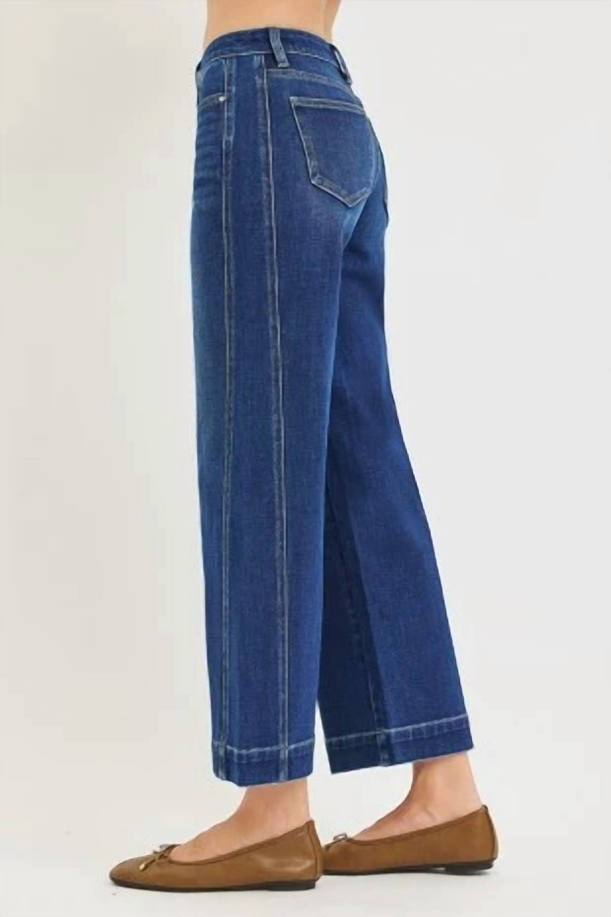 Risen - Mid Rise Ankle Wide Leg Jeans