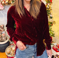 DEAR JOHN DENIM Galina Velvet Shirt in beaujolais - women's shirt - alternate view