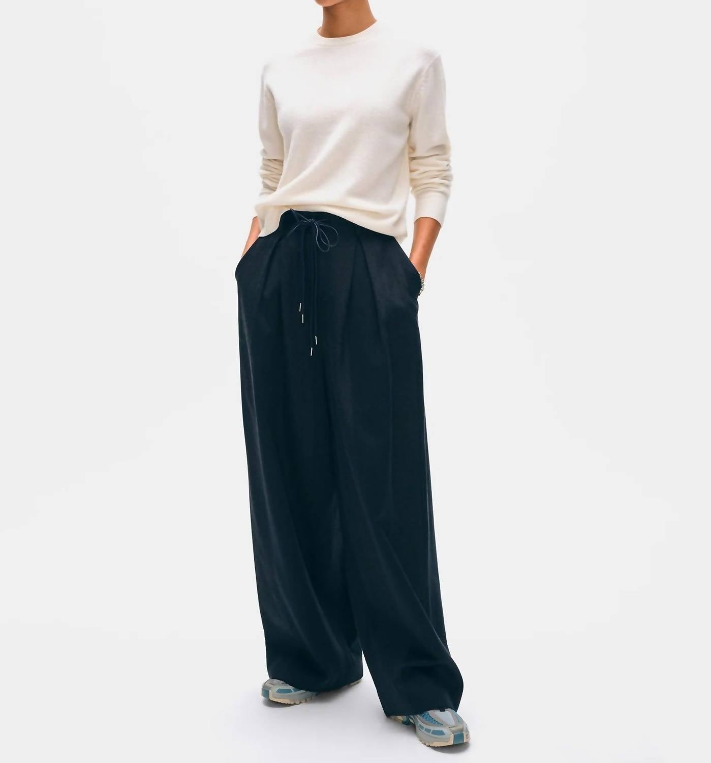 White + Warren Cashmere Crew Sweater in soft white - women's sweater - detail view