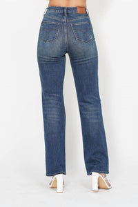 Judy Blue High Waist Knee Ripped Dad Denim Jeans in medium wash - women's jeans - alternate view