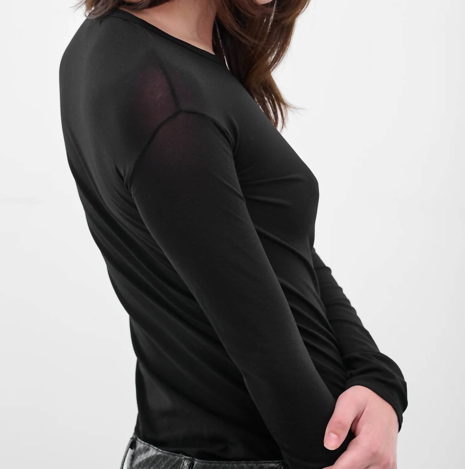 Junya Watanabe Nylon Long Sleeve Shirt in black - women's long sleeve top - detail view