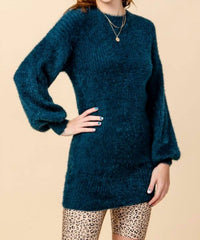 Puff Sleeve Knit Sweater Dress