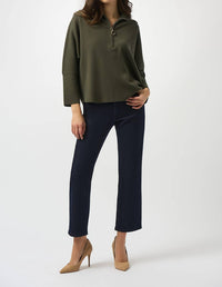 Joseph Ribkoff - Sweater Knit Boxy Pullover With Zipped Collar