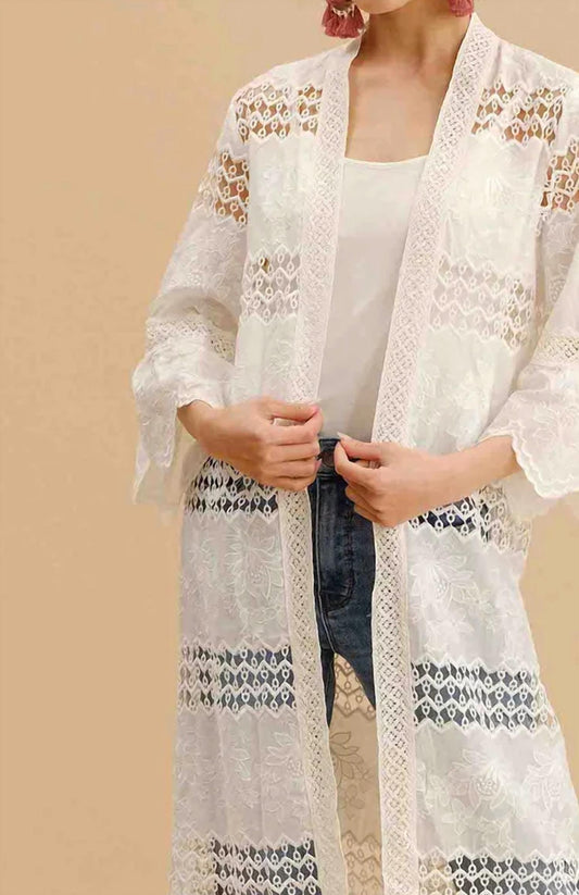 Fashion Concepts - Embroidered Lace Long Cardigan